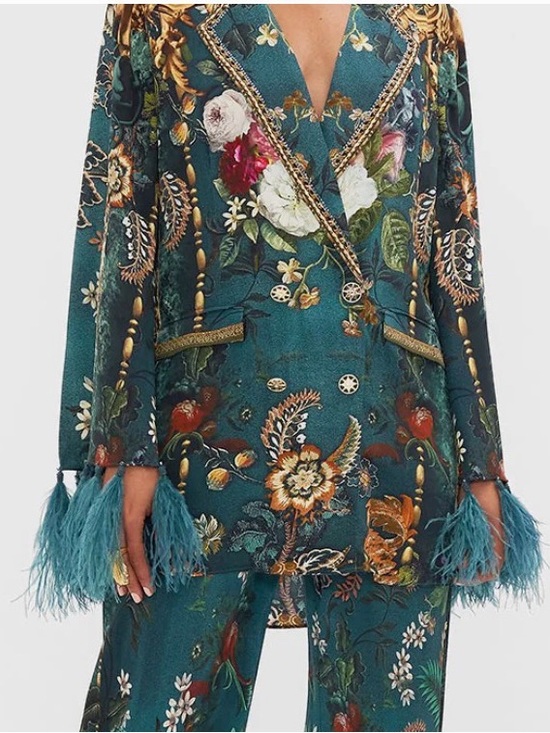 Camilla Jackets & Blazers - 25 NWOT 1300.00 CAMILLA SILK FLARED SLEEVE DOUBLE BREASTED JACKET VERDIS WORLD